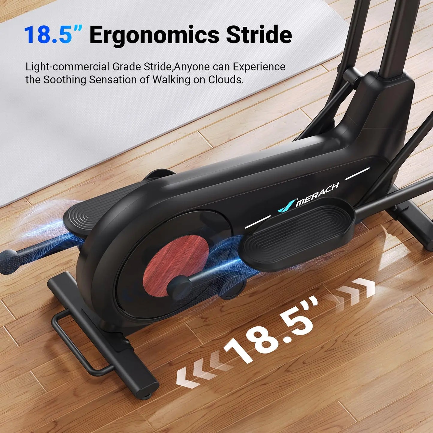 MERACH Elliptical Exercise Machine with 18.5IN Stride Hyper-Quiet Magnetic Drive System Elliptical Trainer 8 Resistance Levels