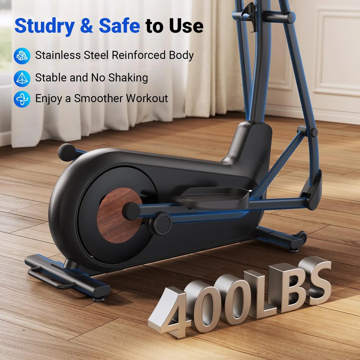 MERACH Elliptical Exercise Machine with 18.5IN Stride Hyper-Quiet Magnetic Drive System Elliptical Trainer 8 Resistance Levels