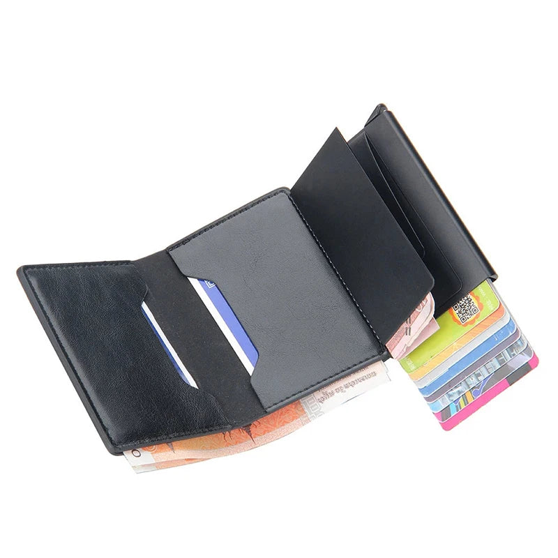 2021 Anti Rfid Card Holder Case Men Wallets Business Id Credit Bank Cardholder Bag Male Slim Metal Leather Smart Magic Wallet