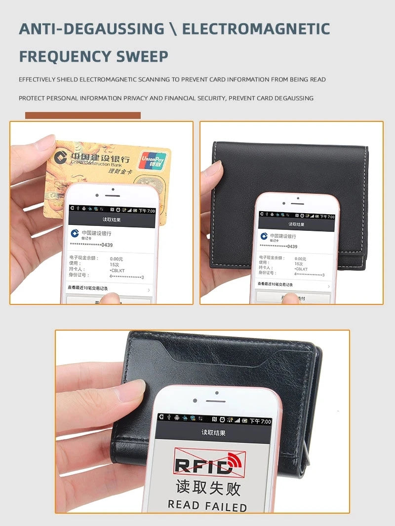 2021 Anti Rfid Card Holder Case Men Wallets Business Id Credit Bank Cardholder Bag Male Slim Metal Leather Smart Magic Wallet