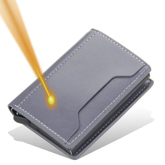 2021 Anti Rfid Card Holder Case Men Wallets Business Id Credit Bank Cardholder Bag Male Slim Metal Leather Smart Magic Wallet