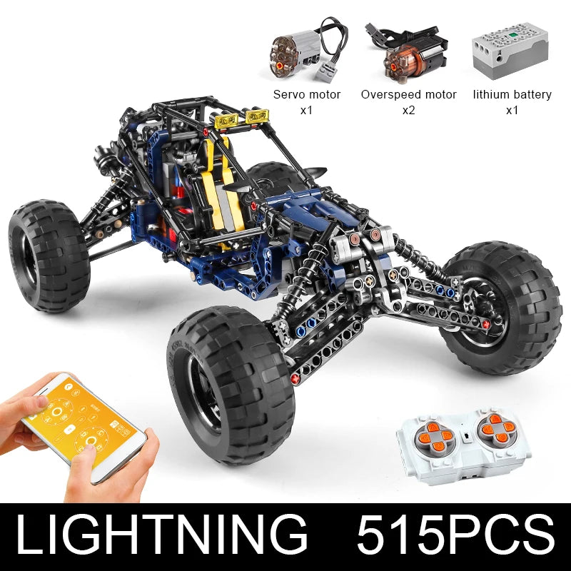 Mould King 18018 High-tech Lightning Buggy Desert Race Car Model APP RC Racing Car Building Blocks Bricks Kids Birthday Toys
