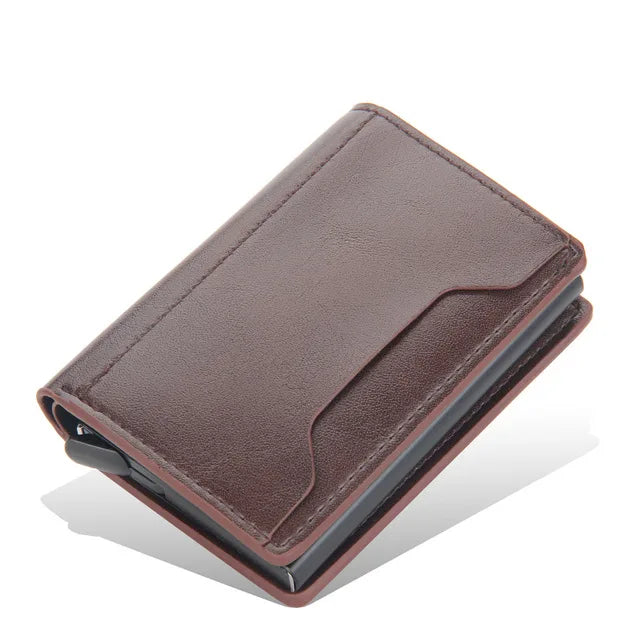 2021 Anti Rfid Card Holder Case Men Wallets Business Id Credit Bank Cardholder Bag Male Slim Metal Leather Smart Magic Wallet