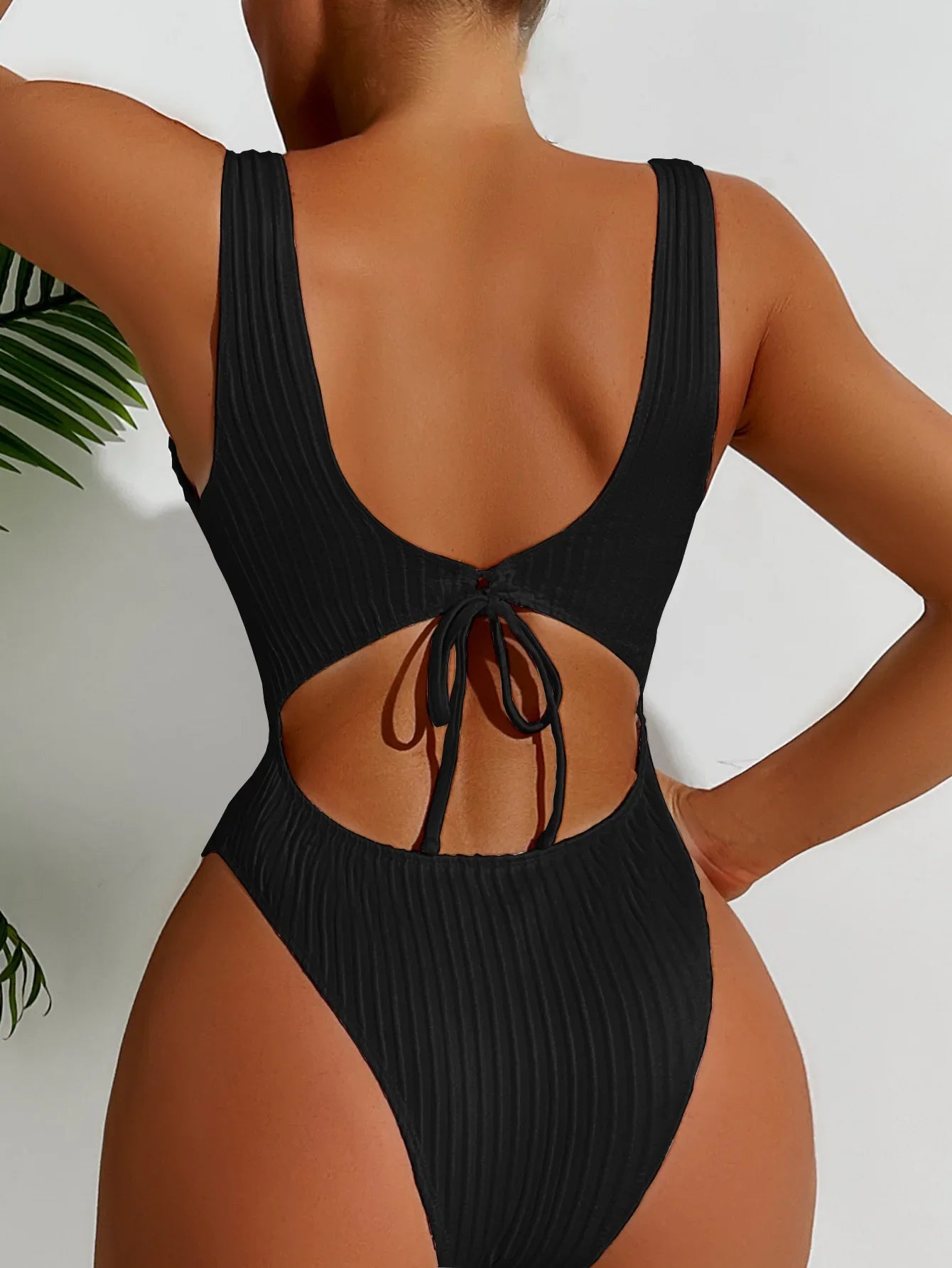 Women's Solid Color One Piece Swimsuit Summer Beach Vacation Monokini Conservative Bikini Slim Backless Swimwear 2024 New