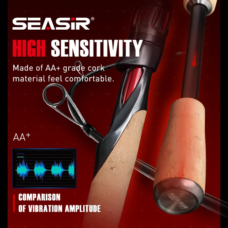 Seasir Repeater Spining&Casting Fihsing Rod Fuji-O Guide Rings Carbon High Sensitivity 2A Grade Cork Handle 6Kg Super Drag
