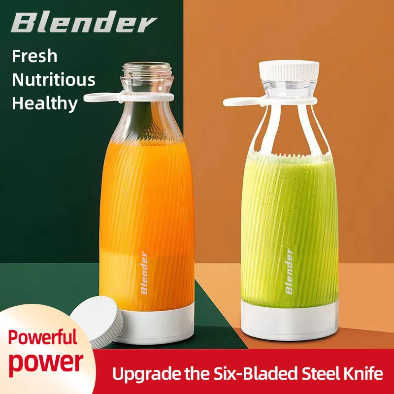 500ml USB Rechargeable Mini Juicer Blender, Portable 6-Blade Smoothie Maker for Kitchen, Travel, Camping, Gym & Office - Perfect