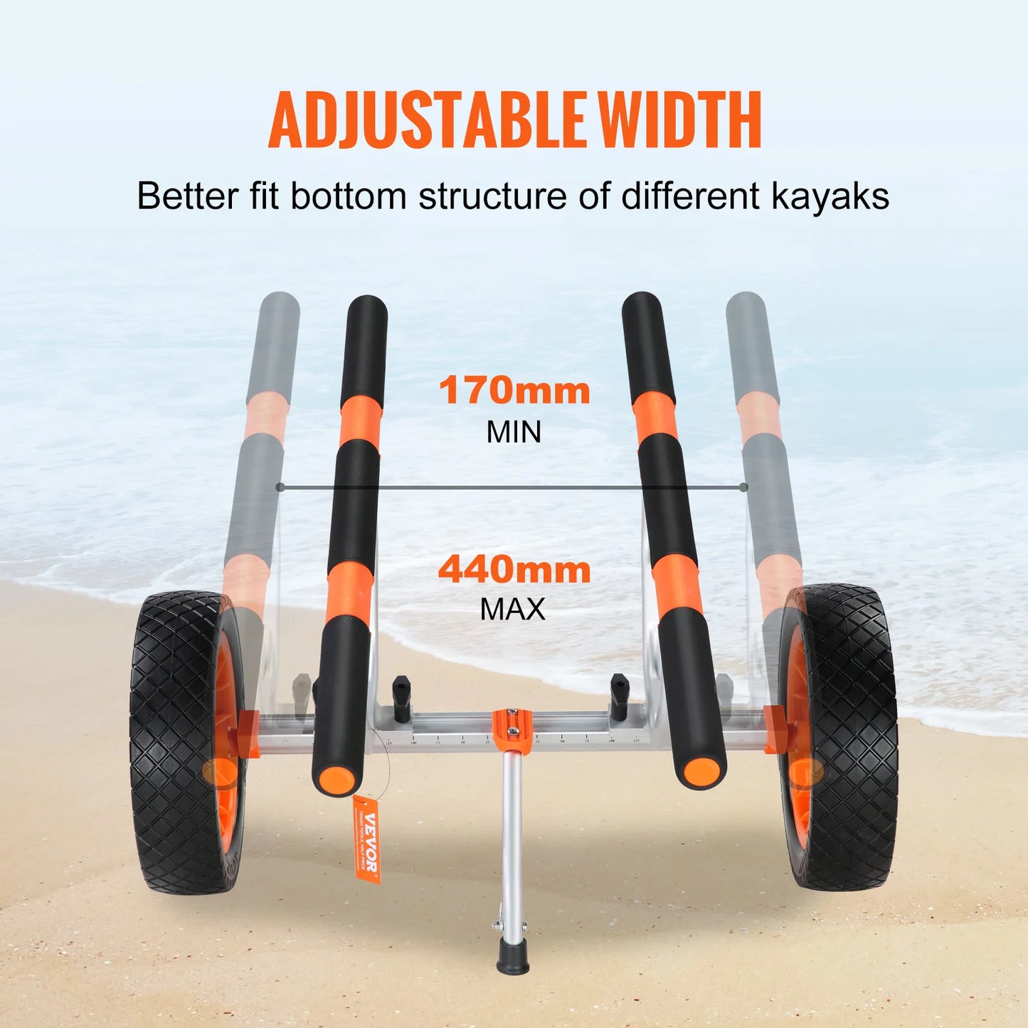 SucceBuy Kayak Cart 450lbs Detachable Canoe Trolley Cart with 12'' Tires Adjustable Width for Paddleboards Float Mats Jon Boats