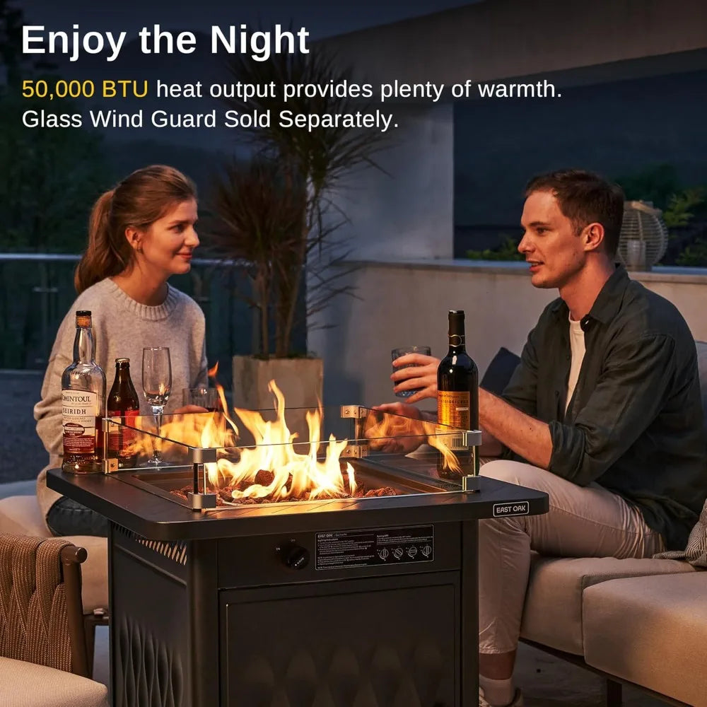 28'' Propane Fire Pit Table, 50,000 BTU Steel Gas FirePit for Outdoor, Outside Patio Deck and Garden, CSA Certified Fire Table