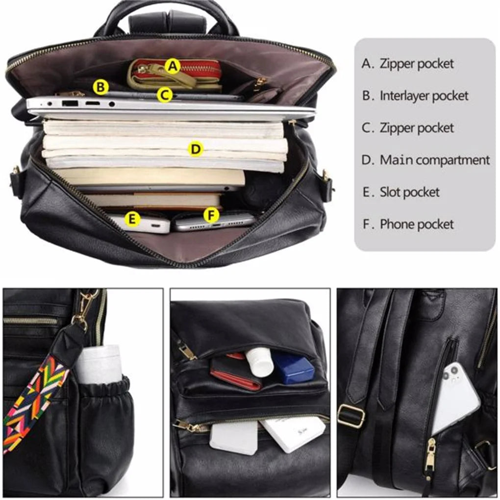 PU Leather Backpack Purse For Women Convertible Ladies Fashion Casual Large School Shoulder Bags