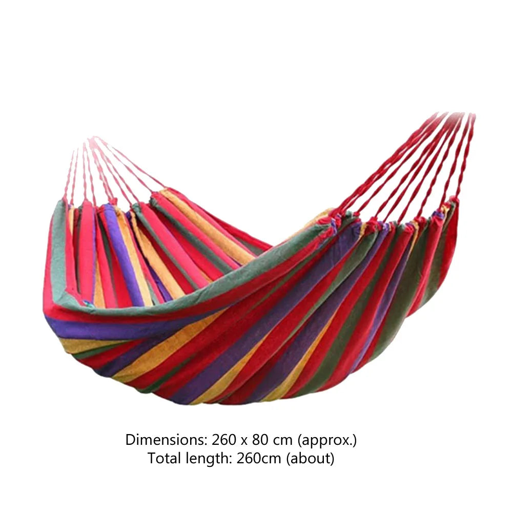 1-2 Person Cotton Rainbow Hanging Bed 264lbs Capacity Stripe Fabric Hammock with Tree Straps for Outdoor Indoor with Carry Bag