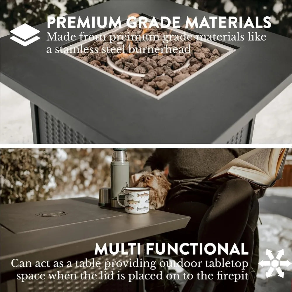 GasOne Propane Fire Pit Outdoor Heater – 28-inch Large Tabletop Fire Pit for Outdoor Use – 52,750 BTU Gas Fire Pit with Lava Roc