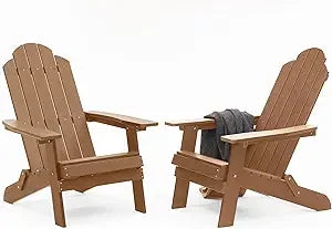 Folding Adirondack Chair Weather Resistant Plastic Fire Pit Chairs Adorondic Plastic Outdoor Chairs for Firepit Area Seating Li