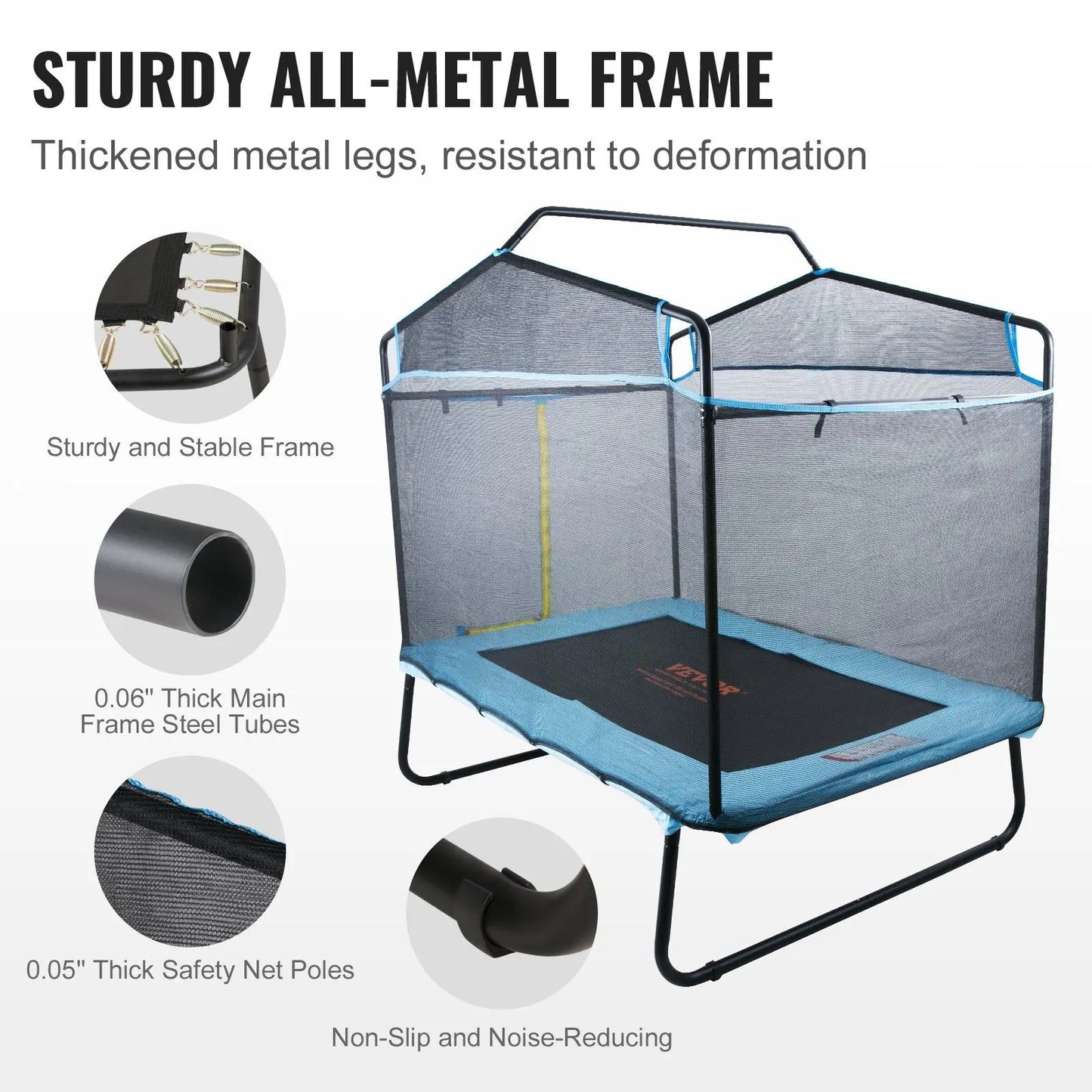 6FT Kids Trampoline, 72" Indoor/Outdoor Toddler Trampoline w/ Safety Net, Gymnastics Bar & Hammock - Gift for Ages 3+