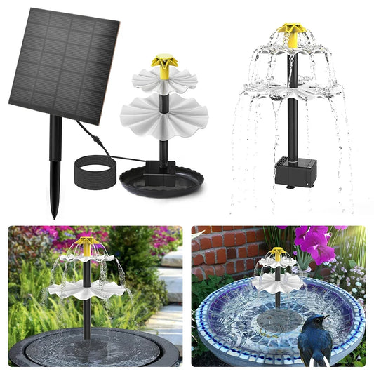 3 Tiered Decorative Fountain DIY Solar Bird Bath Fountain Outdoor Bird Feeder with Solar Panel Multifunction for Bird Bath
