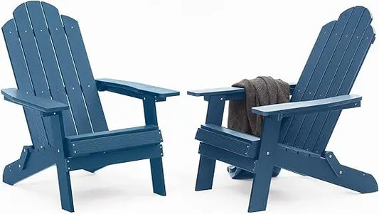 Folding Adirondack Chair Weather Resistant Plastic Fire Pit Chairs Adorondic Plastic Outdoor Chairs for Firepit Area Seating Li