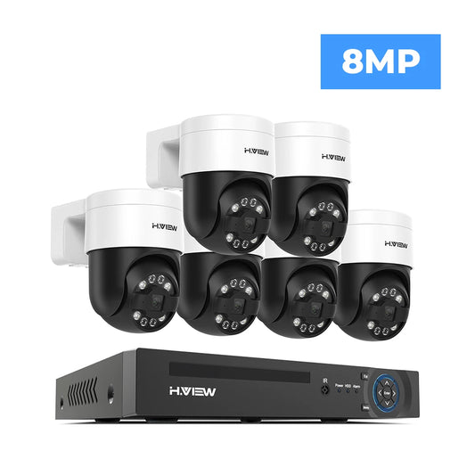 H.view 8Ch 4K 5MP 8MP Cctv Security Camera System Ptz Home Video Surveillance Kit Outdoor Ip Camera Humanoid Detection