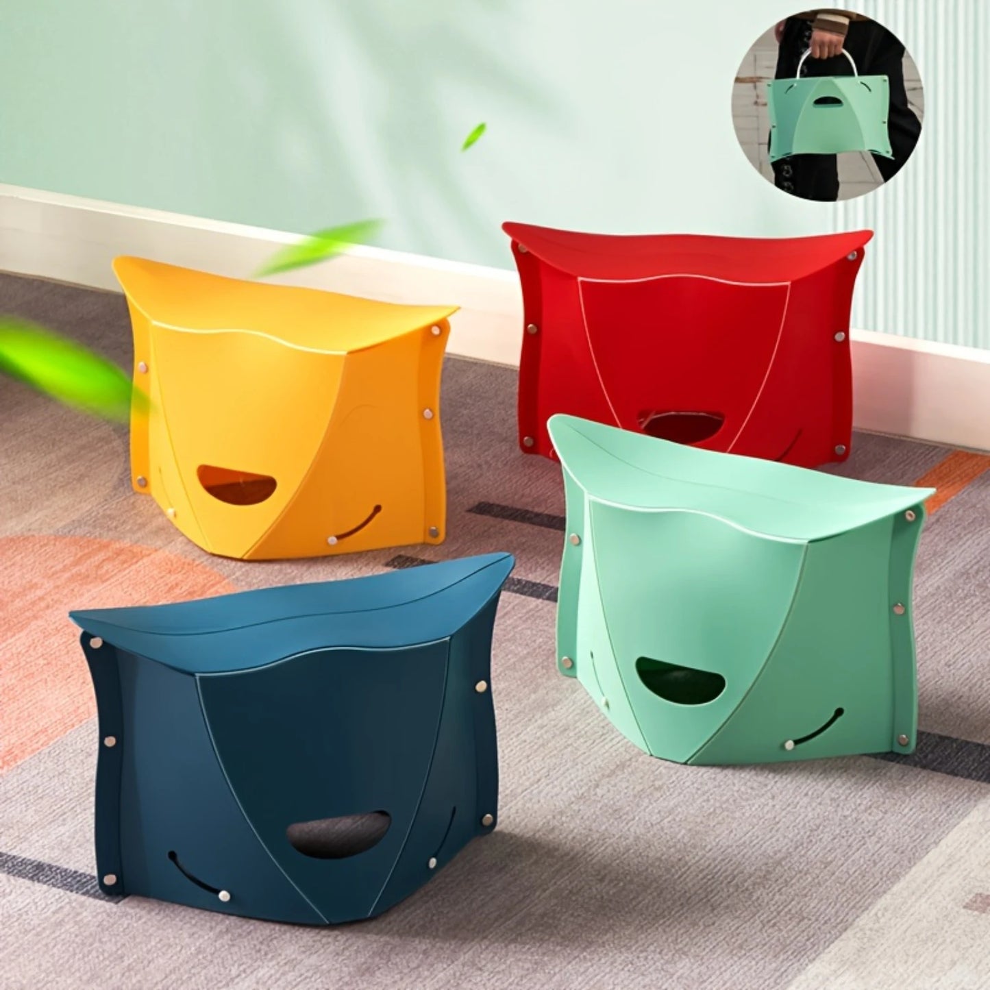 1pc Ultra-Lightweight Folding Portable Camping Stool - Compact Collapsible Design with Sturdy Carry Handle - Perfect for Outdoor