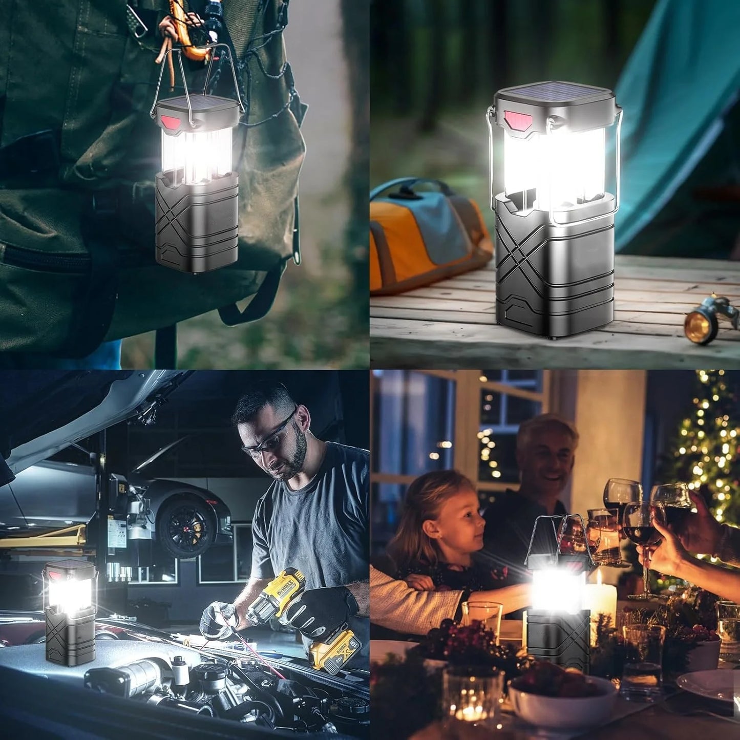 4 Pack Rechargeable Camping Lights - Solar/Battery LED, 3 Modes & USB for Outdoor/Emergencies/Hurricanes - Gift