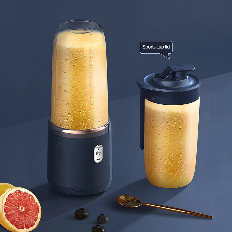 2-in-1 USB Portable Blender & Juicer with 6 Blades, Double Cups for Smoothies, Milkshakes, Iced Drinks - Compact Travel Design