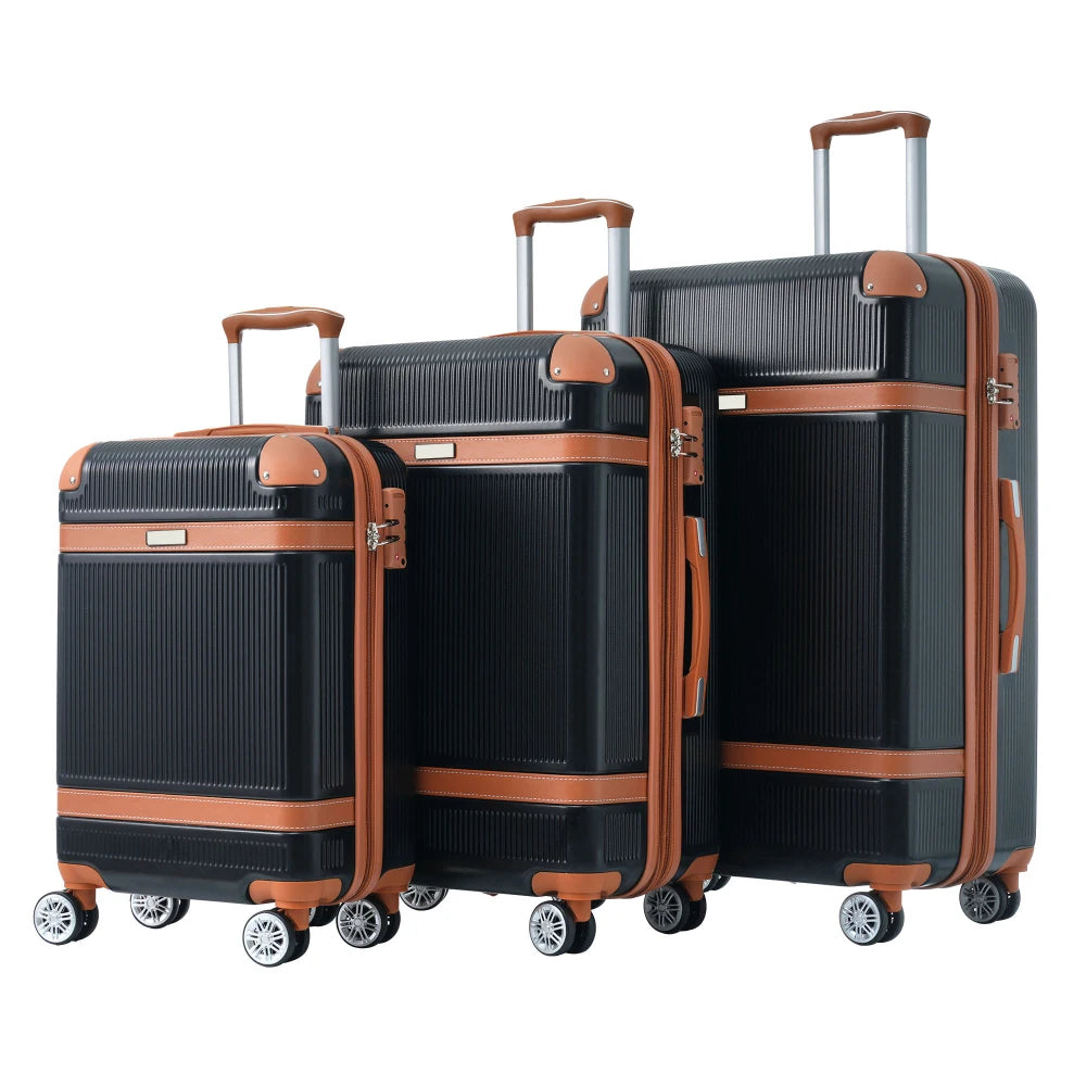 Hardshell Luggage Sets 3 Piece Double Spinner 8 Wheels Suitcase with TSA Lock Lightweight 20''24''28''
