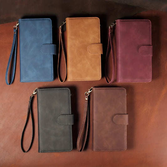 Wallet Case For Women, RFID Blocking Card Holder, PU Leather Flip Phone Case With Crossbody Strap Wristlet Kickstand For  15/15p