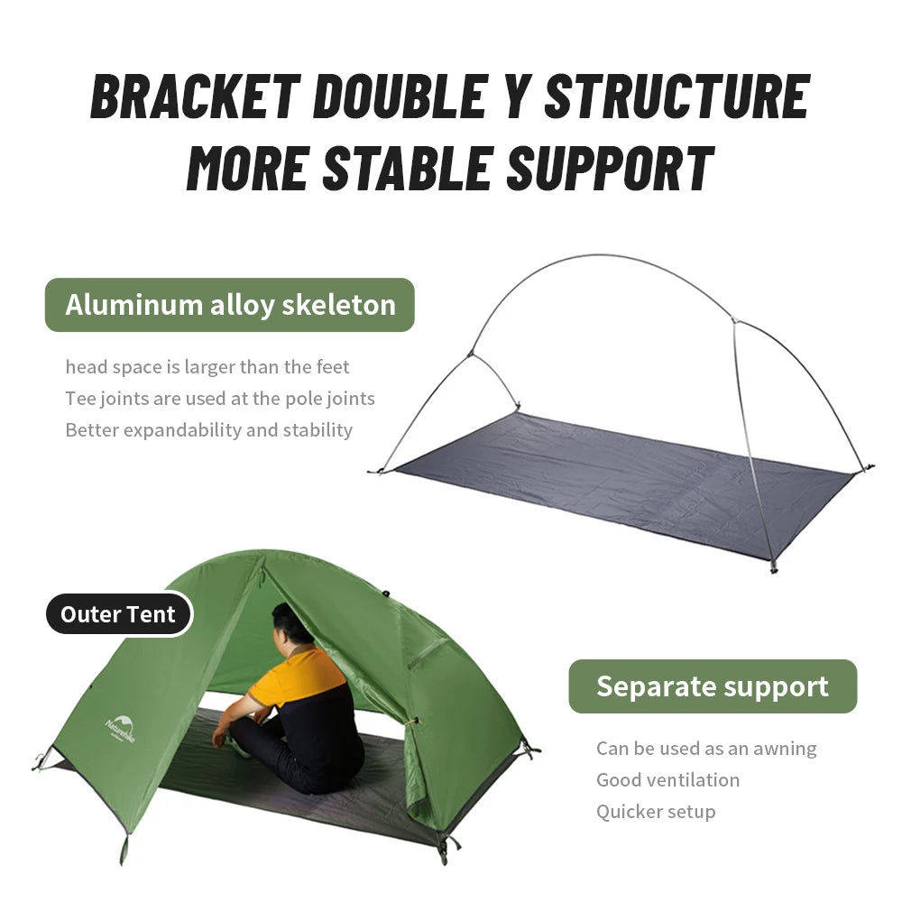 Naturehike Tent Ultralight 1 Person Cycling Tents Portable Backpacking Tent 20D Nylon Waterproof Tent Camping Tent Hiking Tent