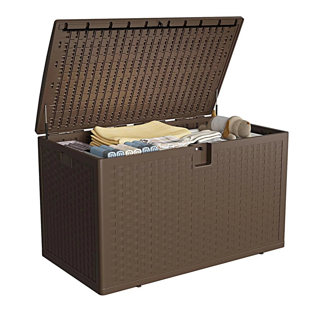 120 Gallon Outdoor Waterproof Storage Box Lockable Outdoor Storage Boxes Deck Storage Boxes for Package Delivery Deck Boxes