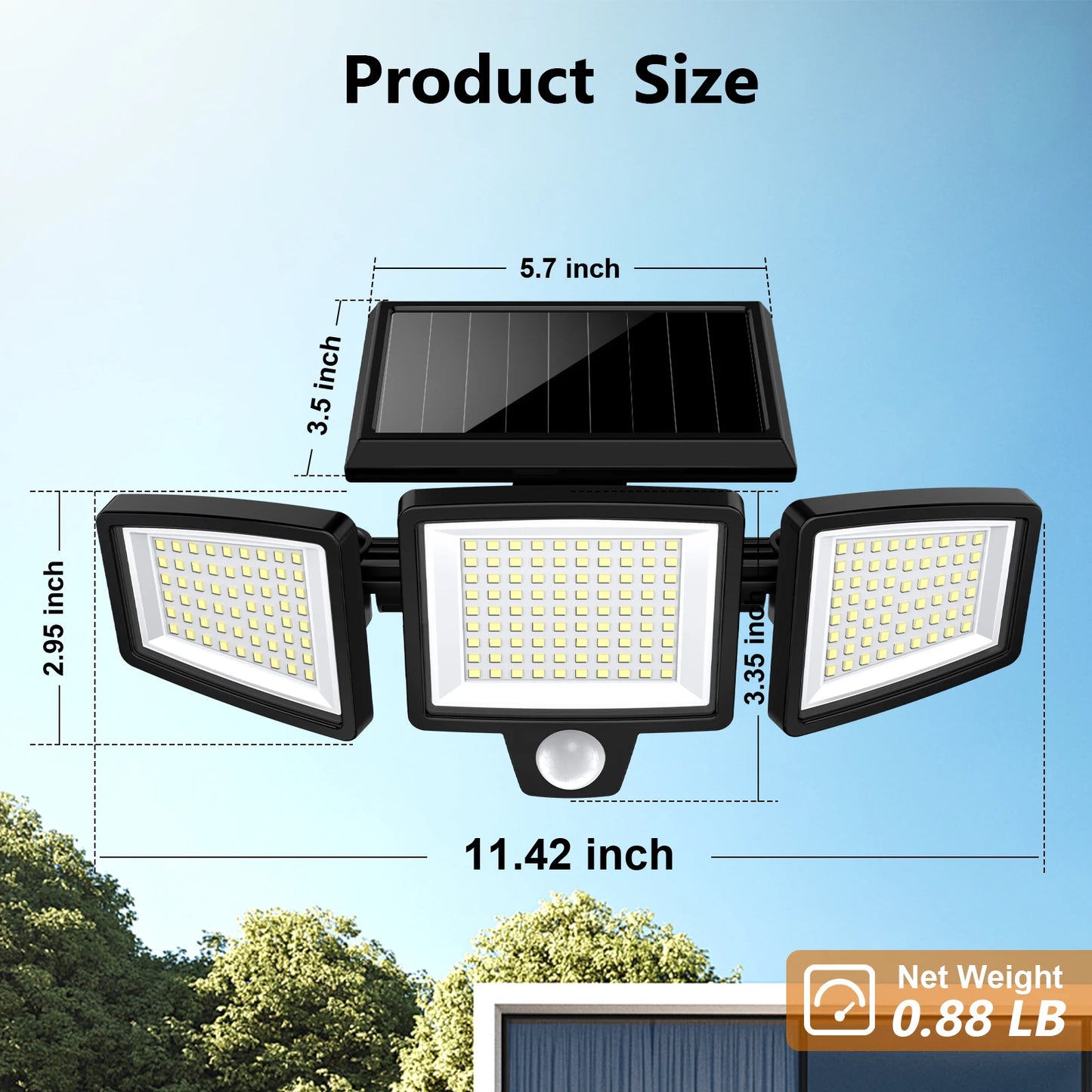 3Pack Outdoor Solar Lights, 210LED 2500LM Motion Sensor Security Lights, IP65 Waterproof for Porch, Garage, Yard Entrance, Patio