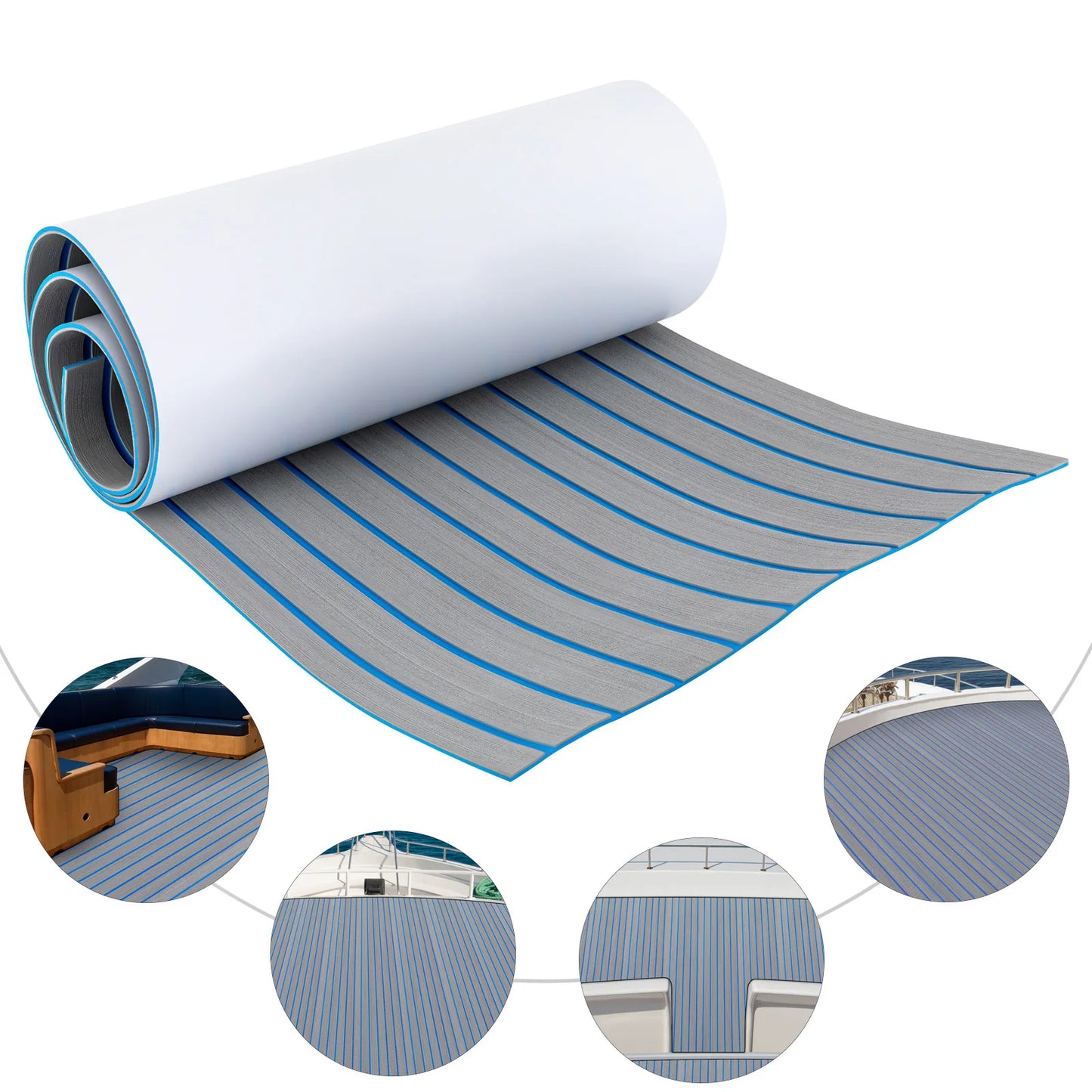 240*60cm/240*90cm EVA Foam Non-Slip Boat Deck Mat 6mm Thick Waterproof Marine Yacht Faux Teak Decking Sheet Flooring Carpet Pad