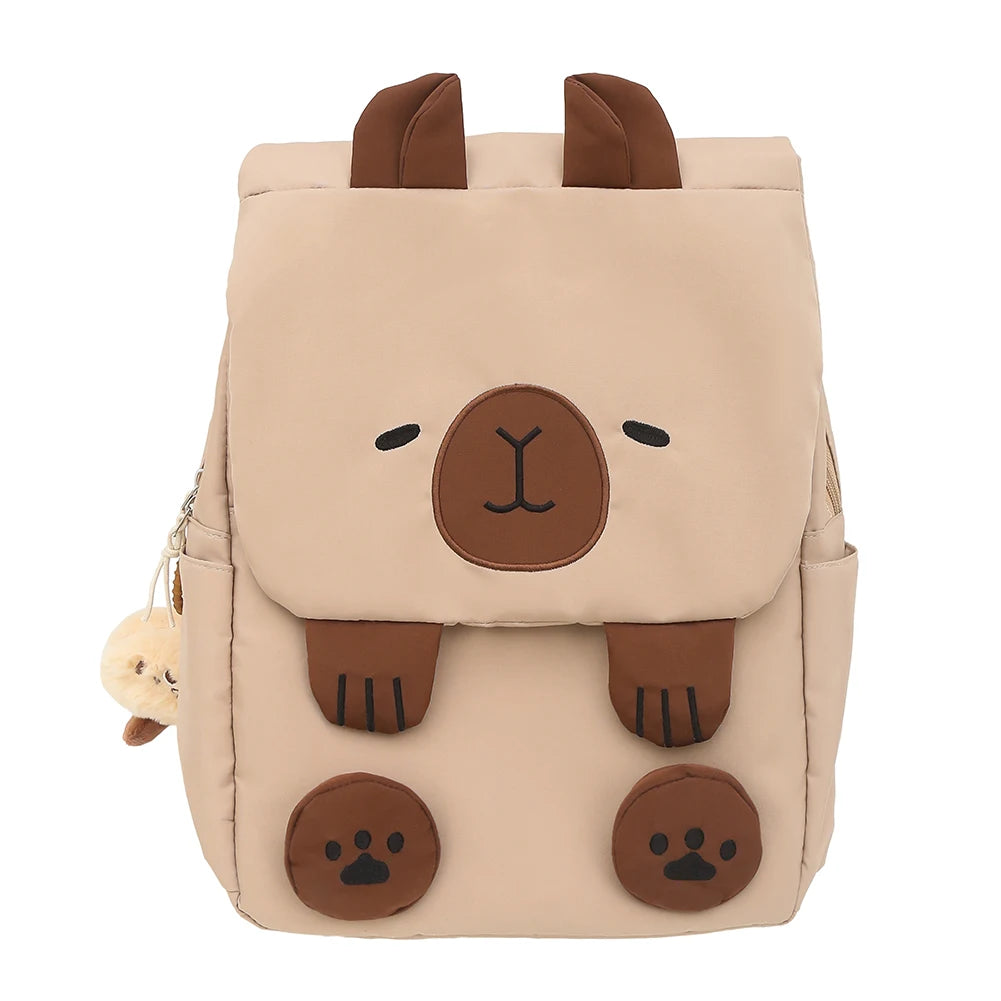 Women Kawaii Bookbag Adjustable Straps Capybara School Bag with Zipper Closure Travel Bag Gifts for Capybara Lovers