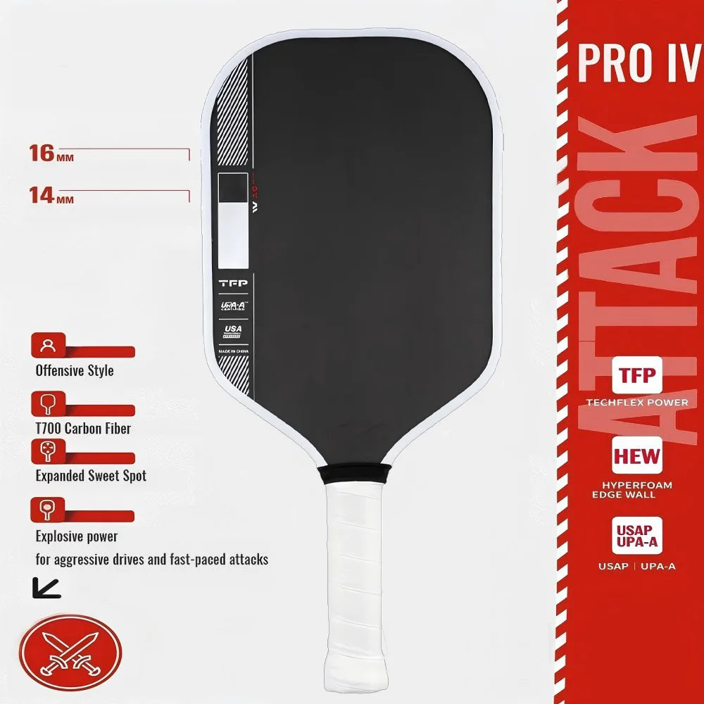 Perseus Pro IV Pickleball Paddle OEM Gen 4 TFP Foam Core T700 Carbon Fiber