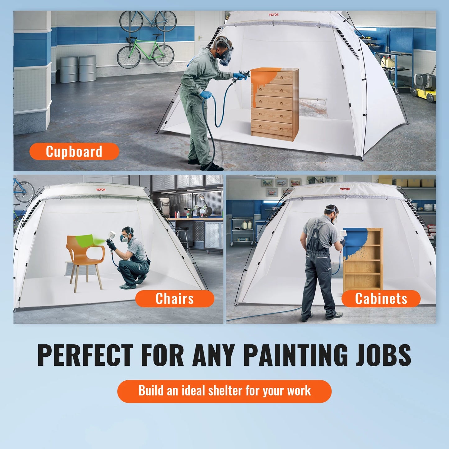 SucceBuy Portable Paint Booth Shelter 7.5x5.2x5.2/10x7x6ft Foldable Spray Painting Tent for Furniture Craft Project DIY Tool