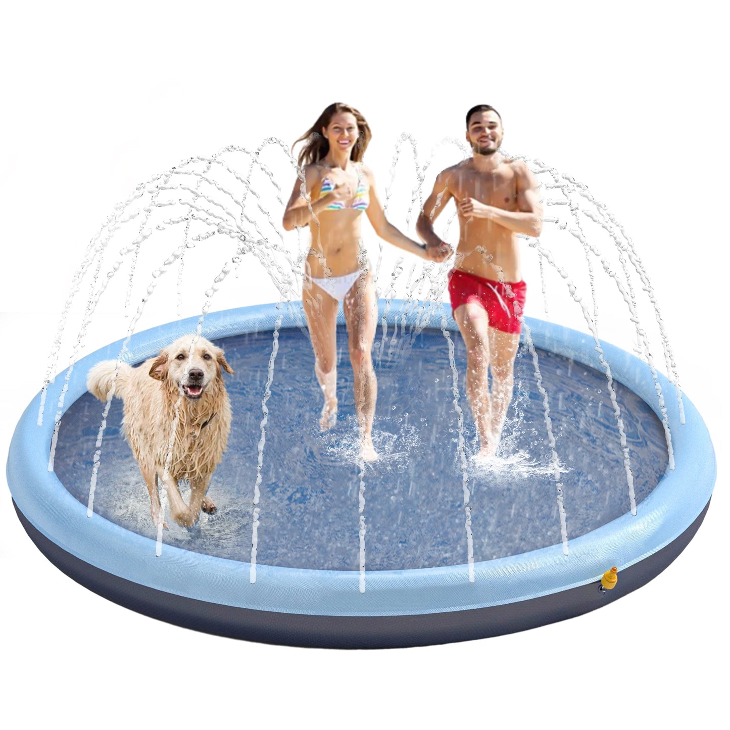 Splash Pad for Dogs, Non-Slip Splash Pad for Pets Summer Outdoor Water Toys, Sprinkler Pool for Dogs Outdoor Play