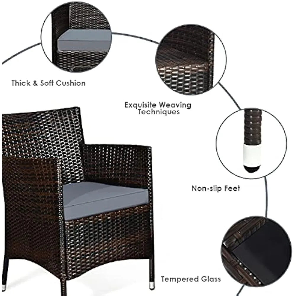 4-Piece Rattan Patio Set, Wicker Conversation Set for Pool, Backyard, Lawn, Wickers Chairs and Sofa with Soft Cushion
