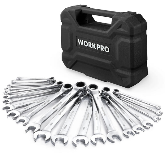 WORKPRO 23pc Ratcheting Wrench Set  with Box ,72 Teeth Wrench with Box, Wrench Repair  Tool Set
