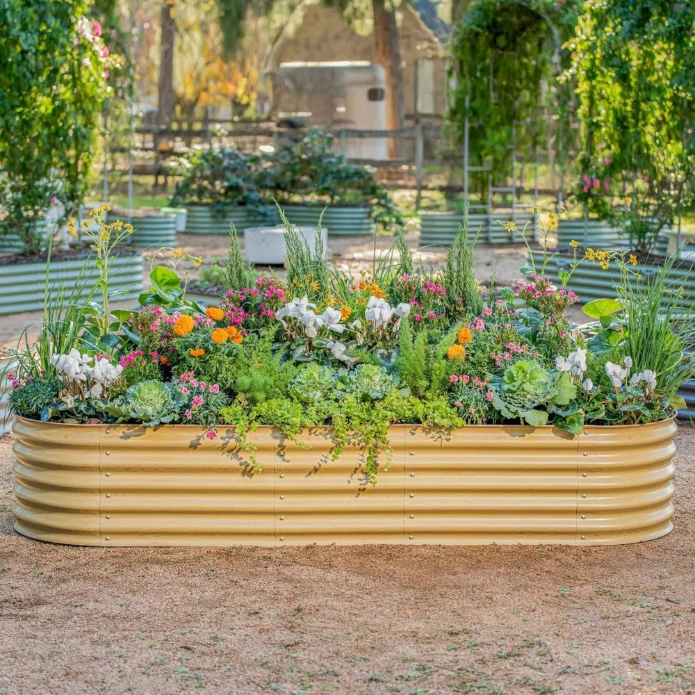 Vego garden Raised Garden Bed Kits, 17" Tall 9 in 1 8ft X 2ft Metal Raised Planter Bed for Vegetables Flowers Ground Planter Box