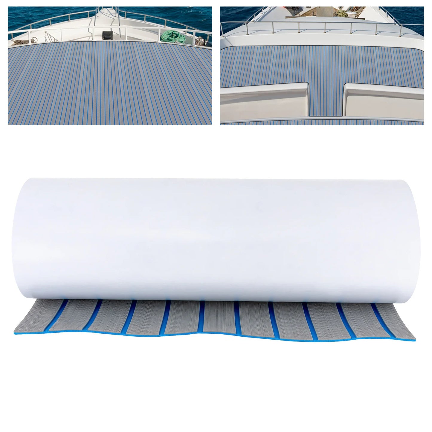 240*60cm/240*90cm EVA Foam Non-Slip Boat Deck Mat 6mm Thick Waterproof Marine Yacht Faux Teak Decking Sheet Flooring Carpet Pad