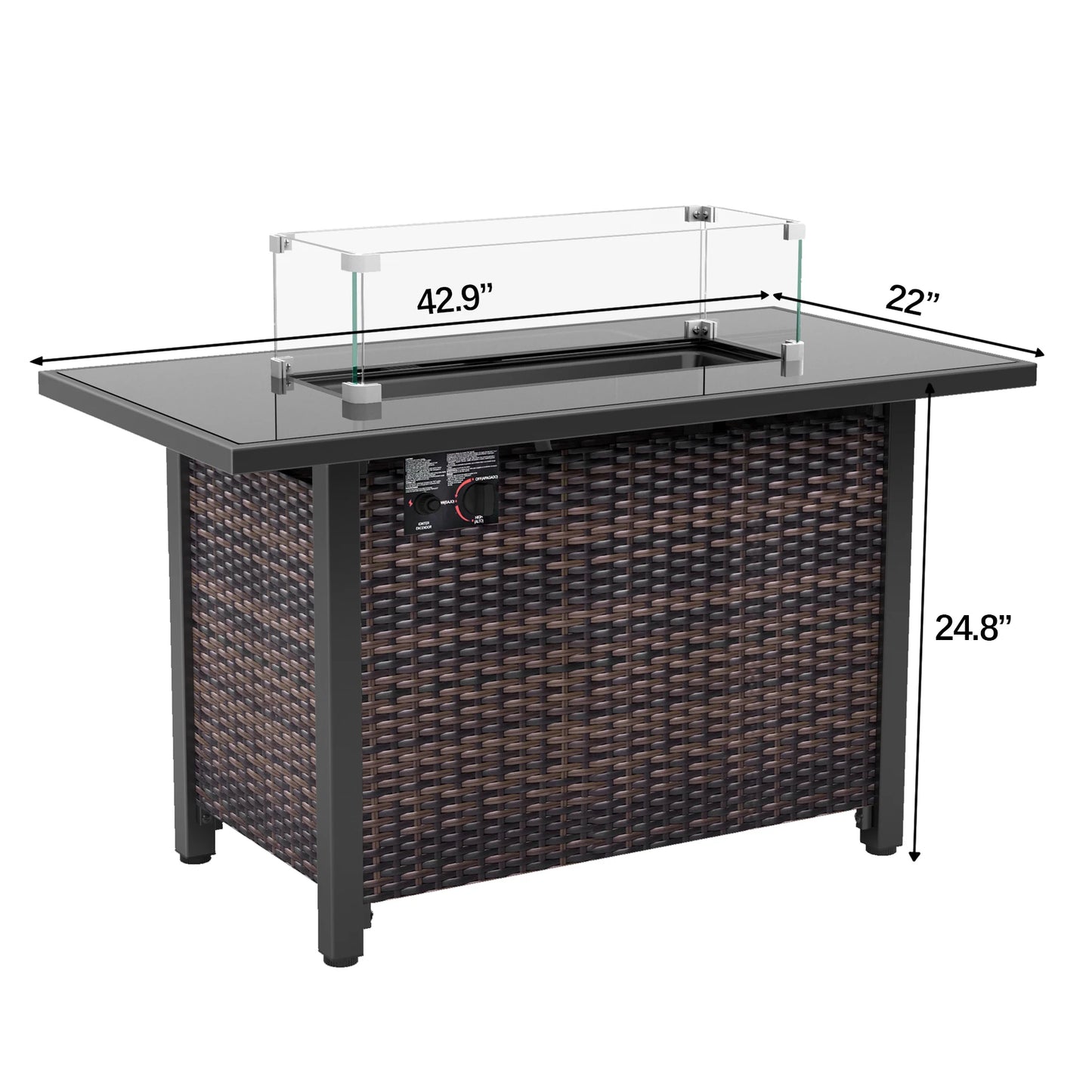 42 Inch Gas Fire Pit Table, 50,000 BTU Propane Pits for Outside with Steel Lid and Waterproof Cover, 2 in 1 Firepit Table