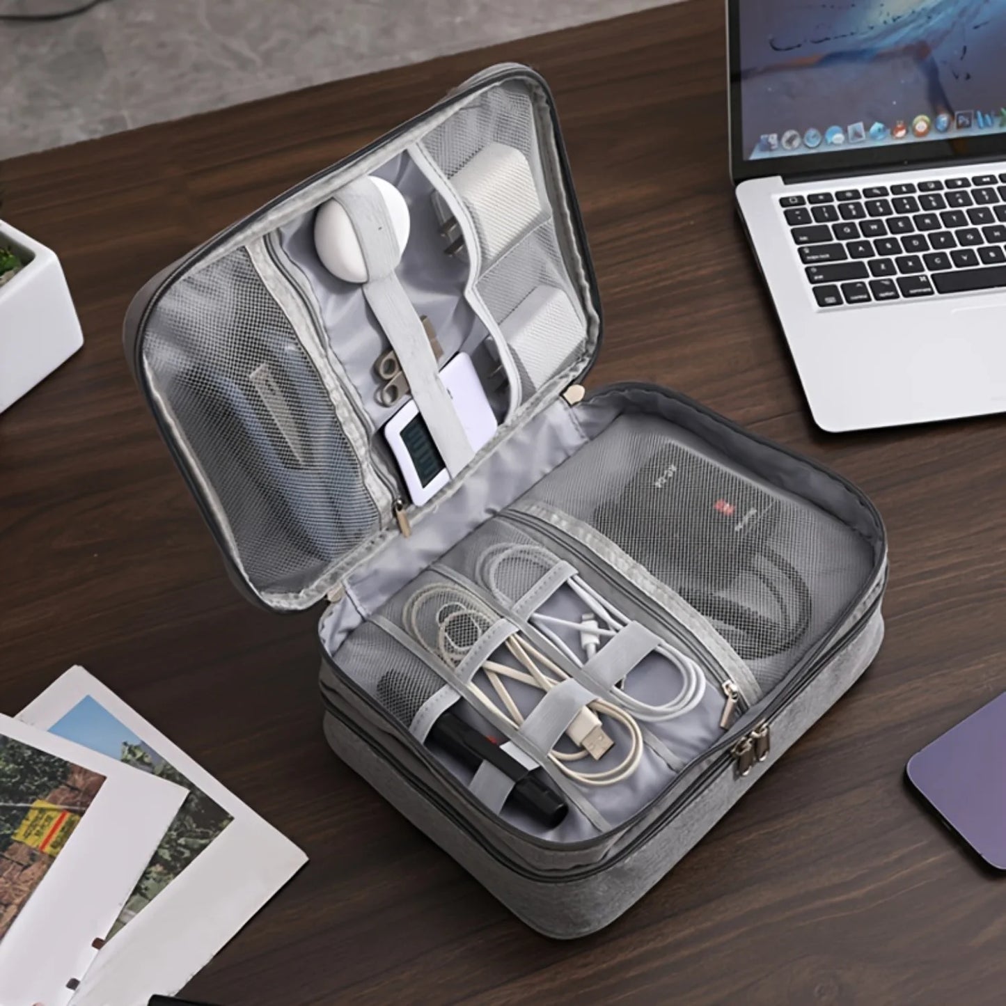 1pc 3 Layer Organizer, Travel Cable Organizer Bag Pouch, Electronic Accessories Carry Case, Portable Waterproof Bag For Cable,