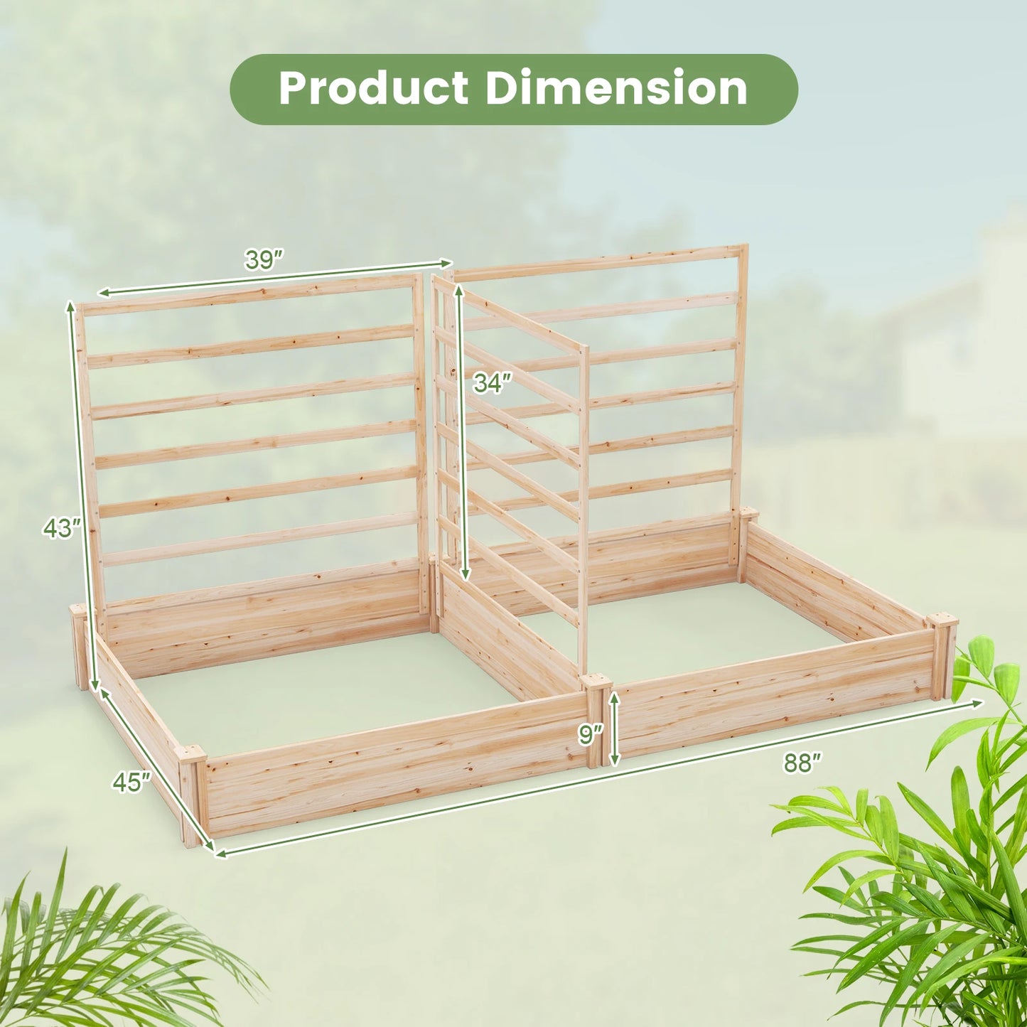 Raised Garden Bed Wooden Garden Box Planter Container U-Shaped Bed 92.5x95x11in