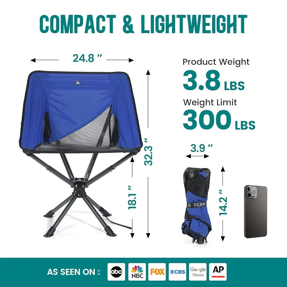 Swivel Portable Chair - Small Compact Collapsible Folding Chairs For Adults, Setup In 8 Seconds, Lightweight Outdoor Backpa