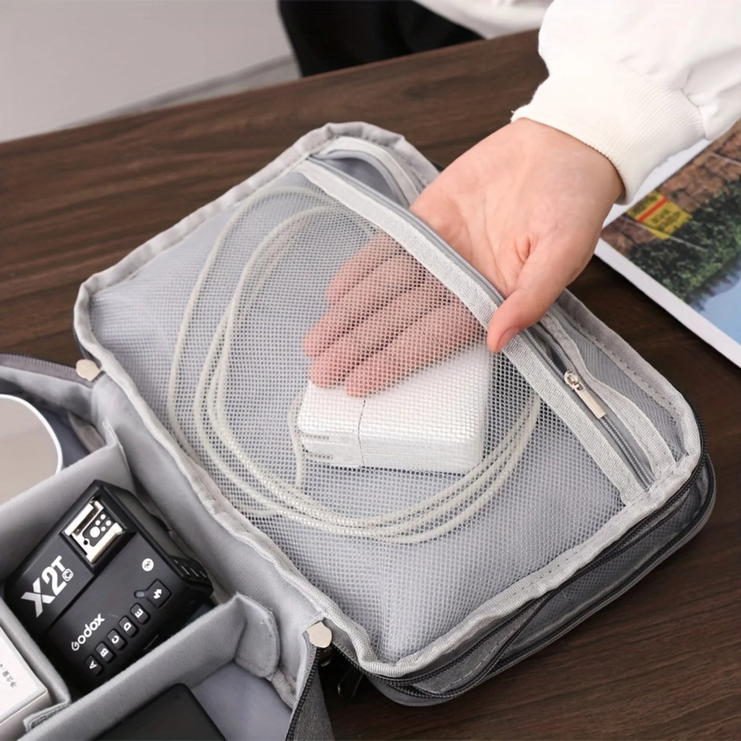 1pc 3 Layer Organizer, Travel Cable Organizer Bag Pouch, Electronic Accessories Carry Case, Portable Waterproof Bag For Cable,