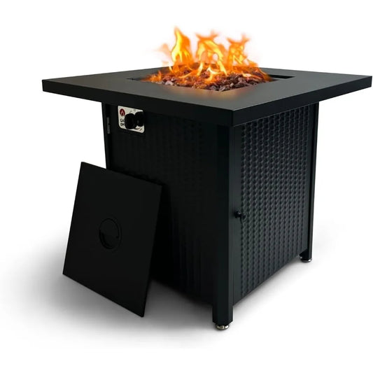 GasOne Propane Fire Pit Outdoor Heater – 28-inch Large Tabletop Fire Pit for Outdoor Use – 52,750 BTU Gas Fire Pit with Lava Roc