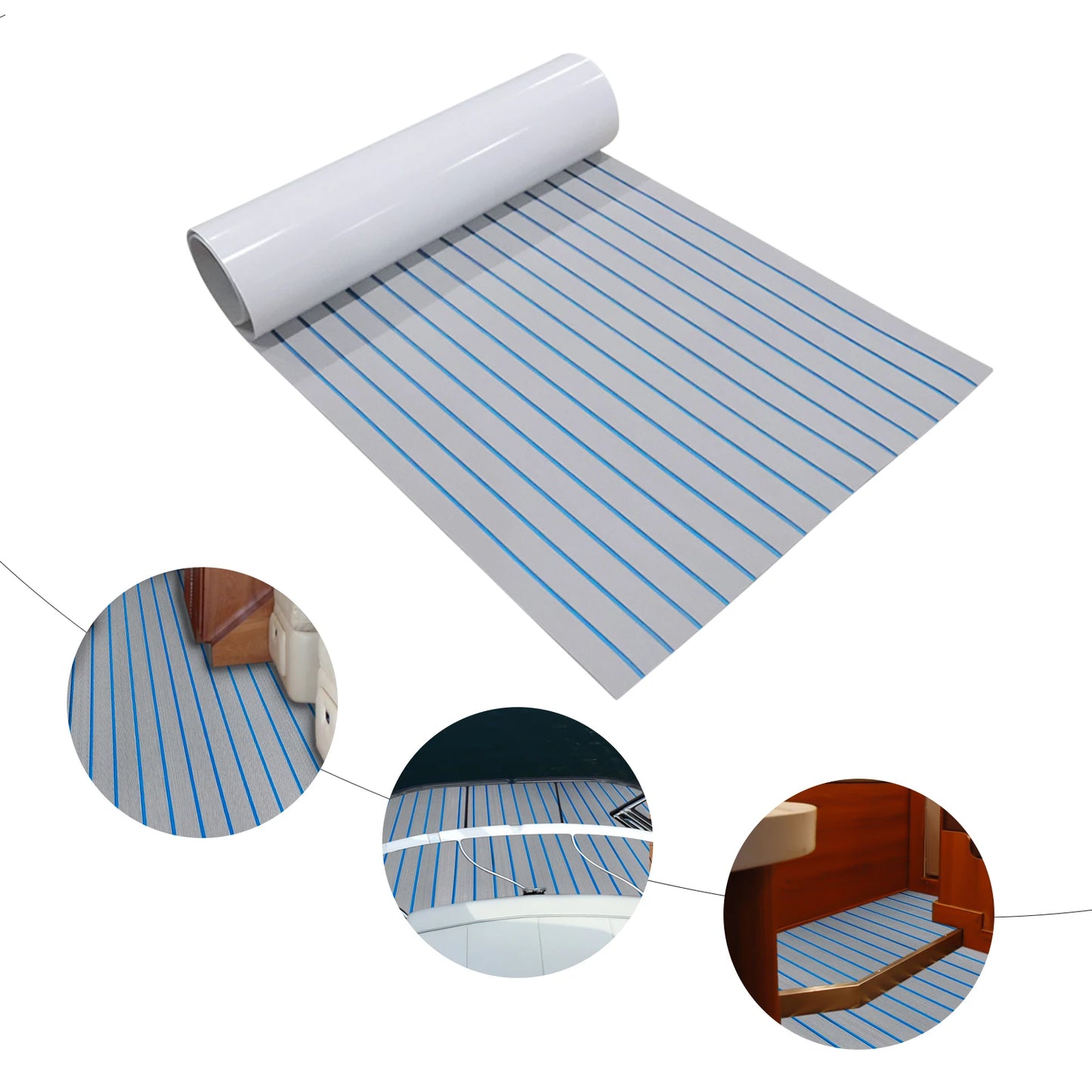 240*60cm/240*90cm EVA Foam Non-Slip Boat Deck Mat 6mm Thick Waterproof Marine Yacht Faux Teak Decking Sheet Flooring Carpet Pad