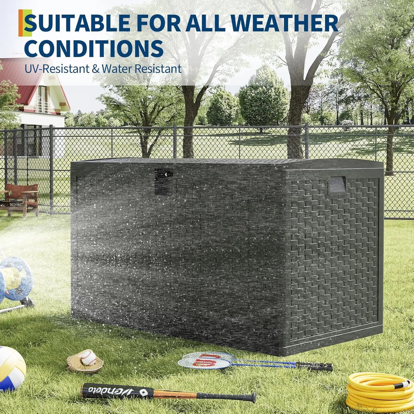 120 Gallon Outdoor Waterproof Storage Box Lockable Outdoor Storage Boxes Deck Storage Boxes for Package Delivery Deck Boxes