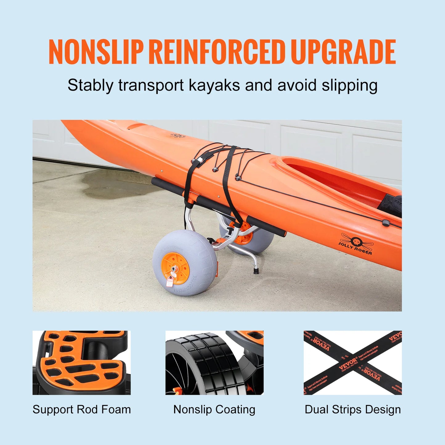 SucceBuy 350lbs Kayak Trailer Cart Foldable Canoe Trolley Cart with 12'' Tires for Paddle Boards Float Mats Jon Boats Transport