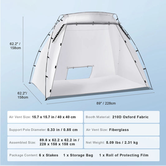 SucceBuy Portable Paint Booth Shelter 7.5x5.2x5.2/10x7x6ft Foldable Spray Painting Tent for Furniture Craft Project DIY Tool