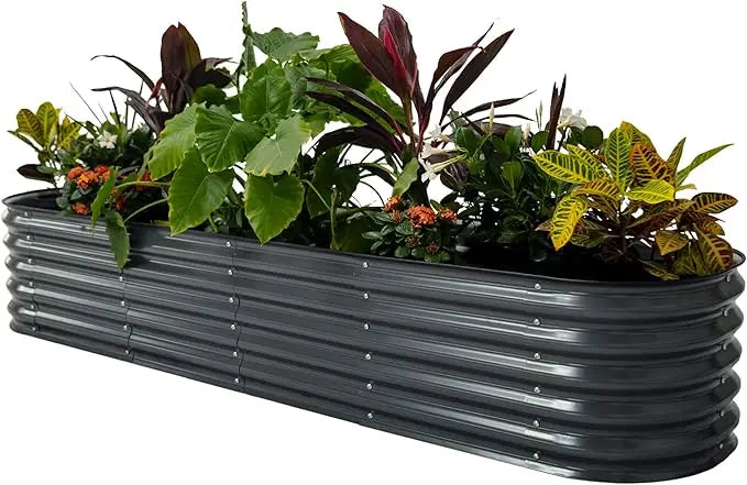 Vego garden Raised Garden Bed Kits, 17" Tall 9 in 1 8ft X 2ft Metal Raised Planter Bed for Vegetables Flowers Ground Planter Box
