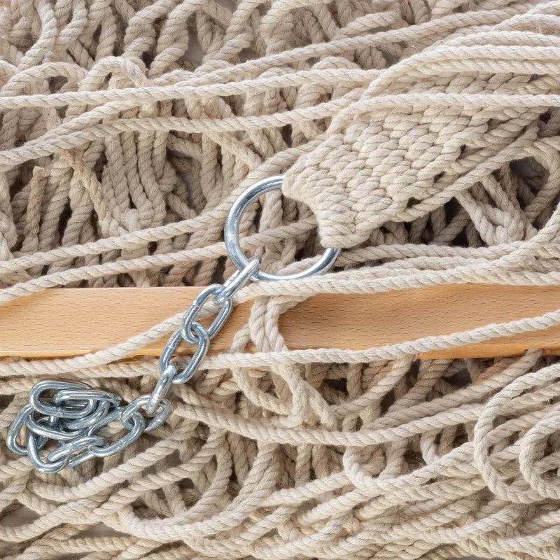 Castaway Living 13 ft. Double Traditional Hand Woven Cotton Rope Hammock with Free Extension Chains & Tree Hooks