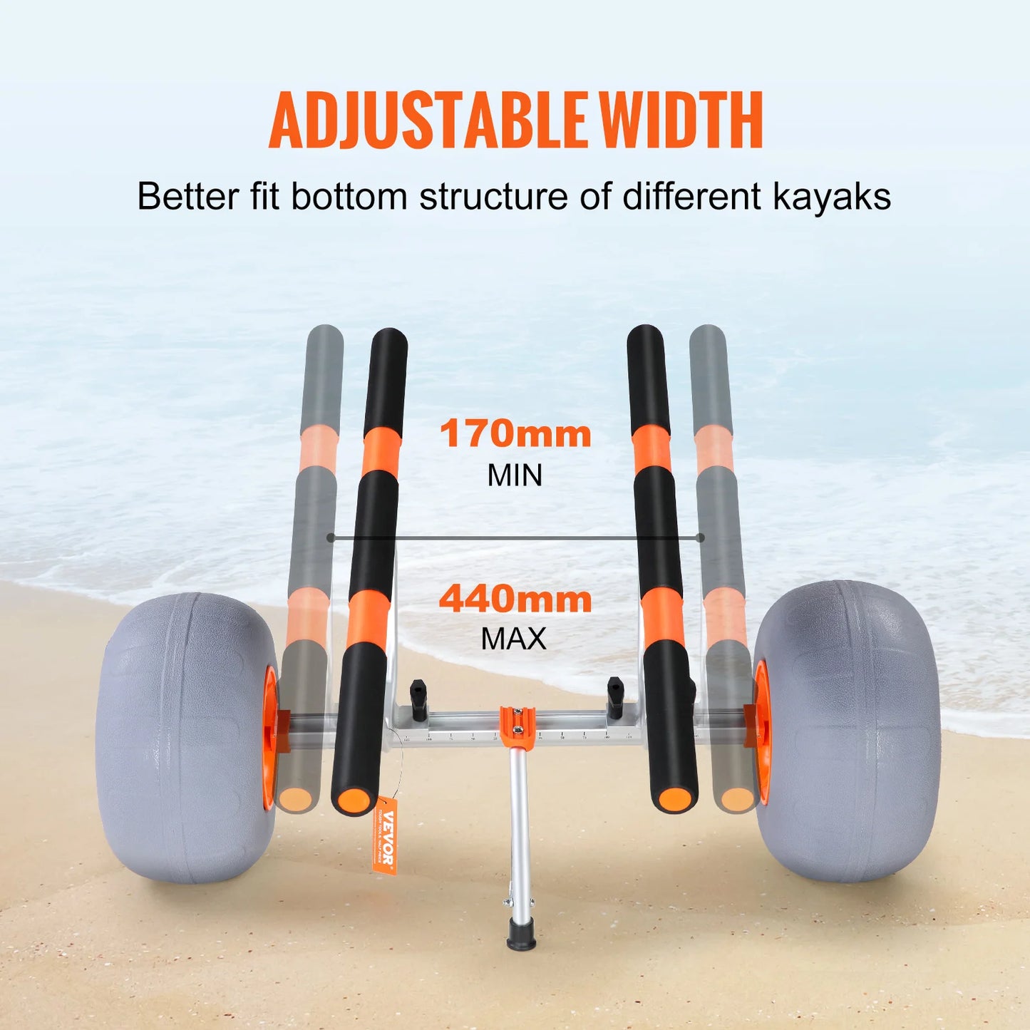 SucceBuy 350lbs Kayak Trailer Cart Foldable Canoe Trolley Cart with 12'' Tires for Paddle Boards Float Mats Jon Boats Transport